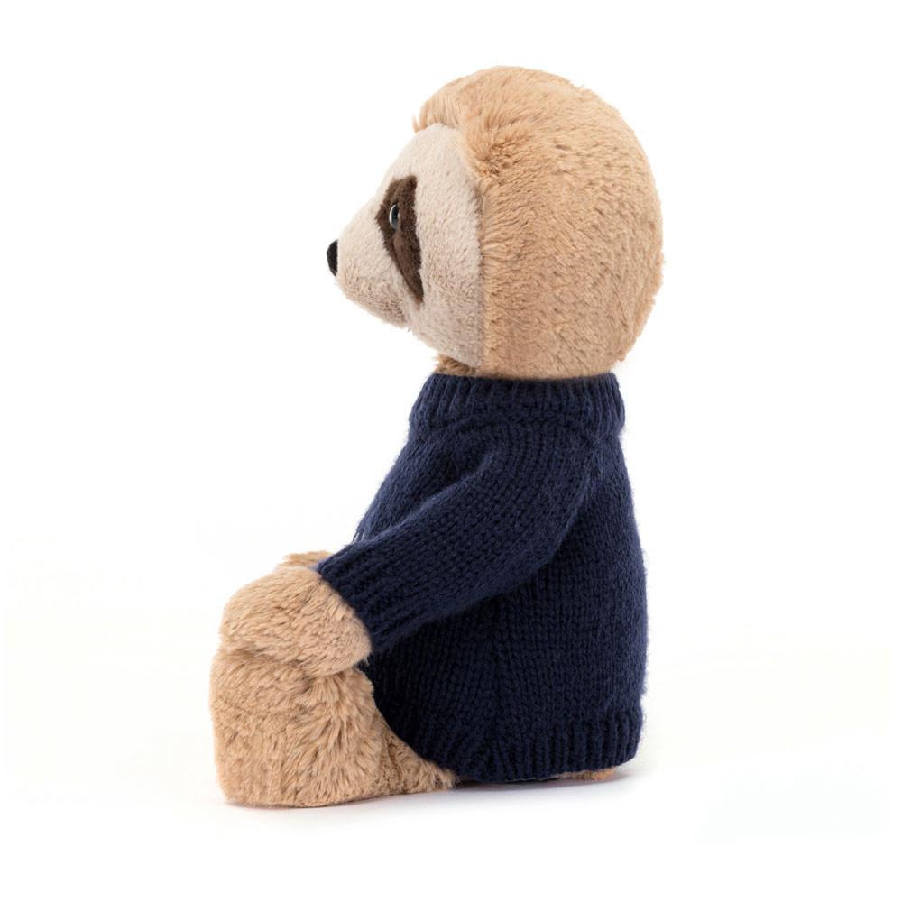 Jerséis Jellycat Bashful Sloth with Personalised Navy Jumper 28cm x 10cm x 7cm Beige  Costa Rica |  61429-SQBX