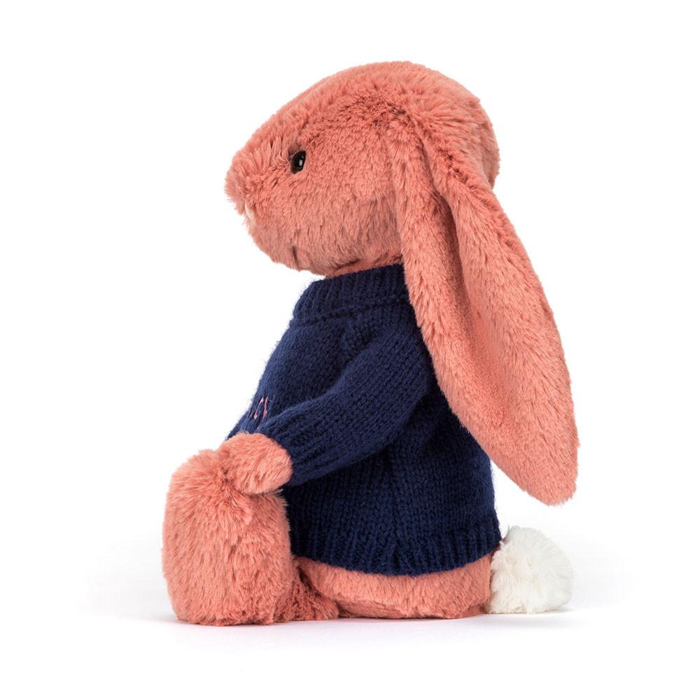 Jerséis Jellycat Bashful Sorrel Bunny with Personalised Navy Jumper 31cm x 12cm x 9cm Naranjas  Costa Rica |  09618-YNVS