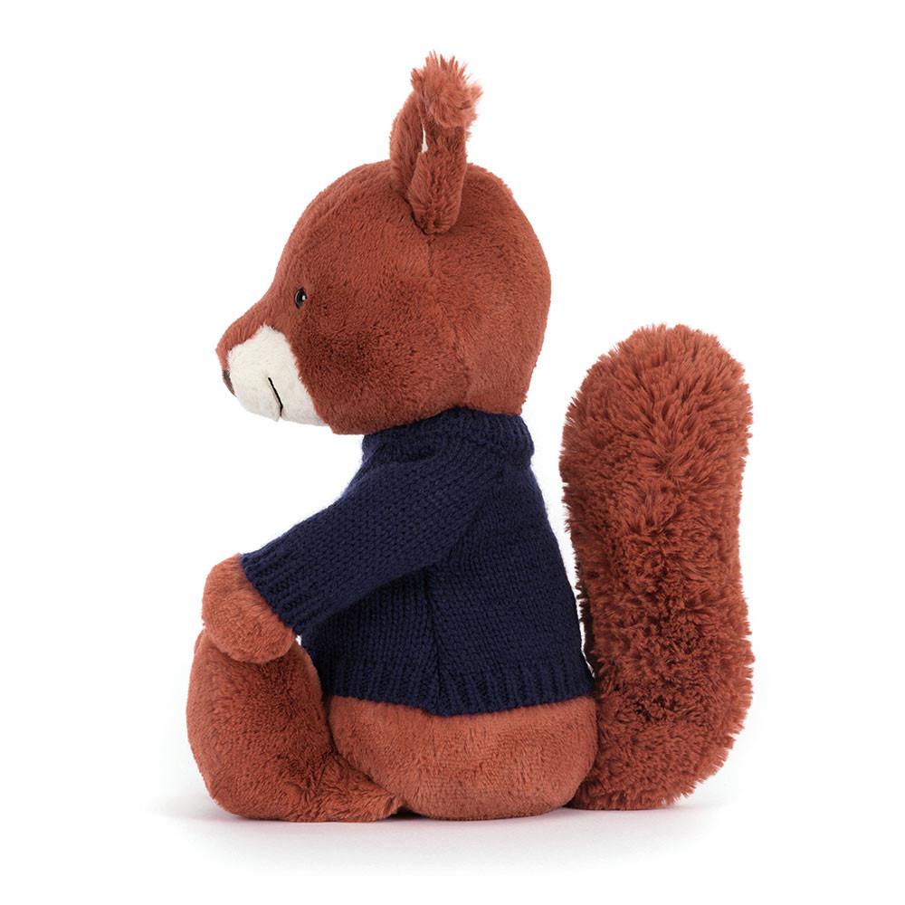 Jerséis Jellycat Bashful Squirrel with Personalised Navy Jumper 31cm x 12cm x 9cm Rojas  Costa Rica |  53691-JLZQ