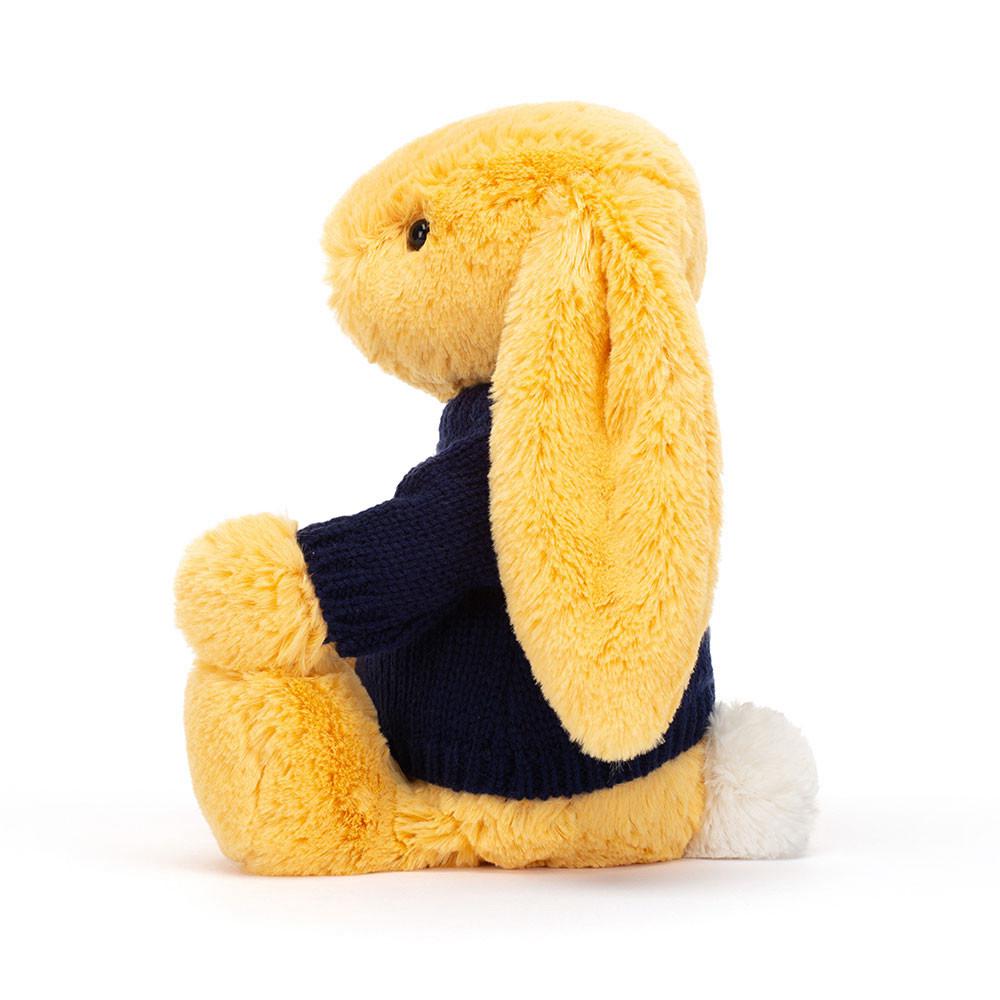 Jerséis Jellycat Bashful Sunshine Bunny with Personalised Navy Jumper 31cm x 12cm x 9cm Amarillo  Costa Rica |  68215-GWYM