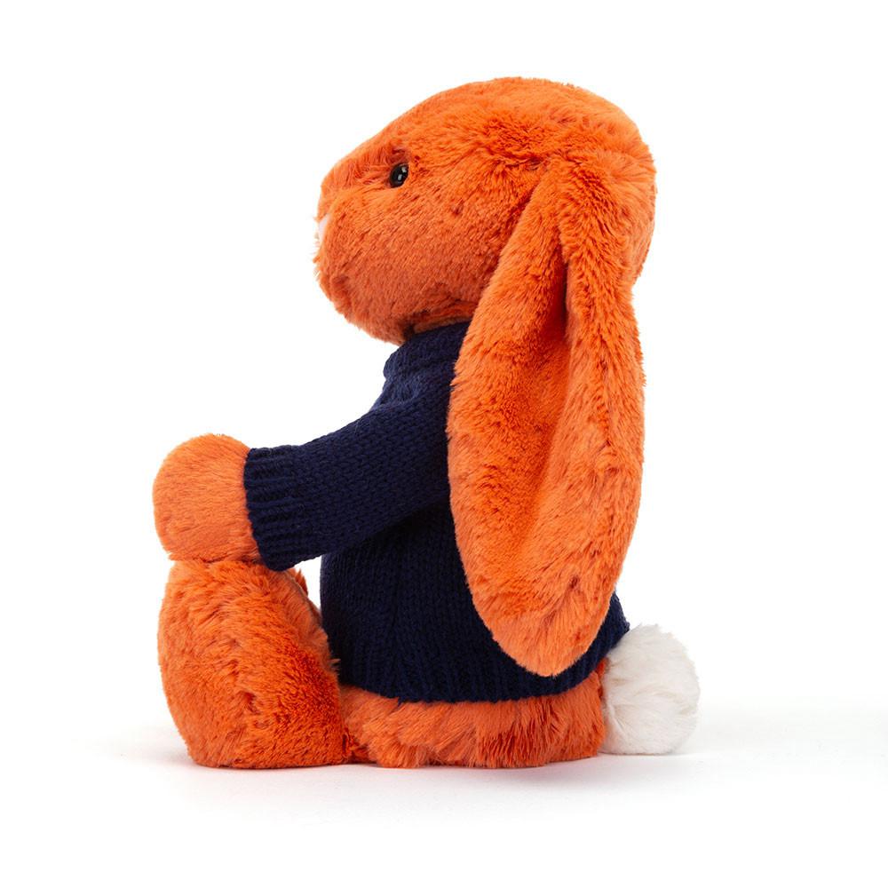 Jerséis Jellycat Bashful Tangerine Bunny with Personalised Navy Jumper 31cm x 12cm x 9cm Naranjas  Costa Rica |  76052-LQCG