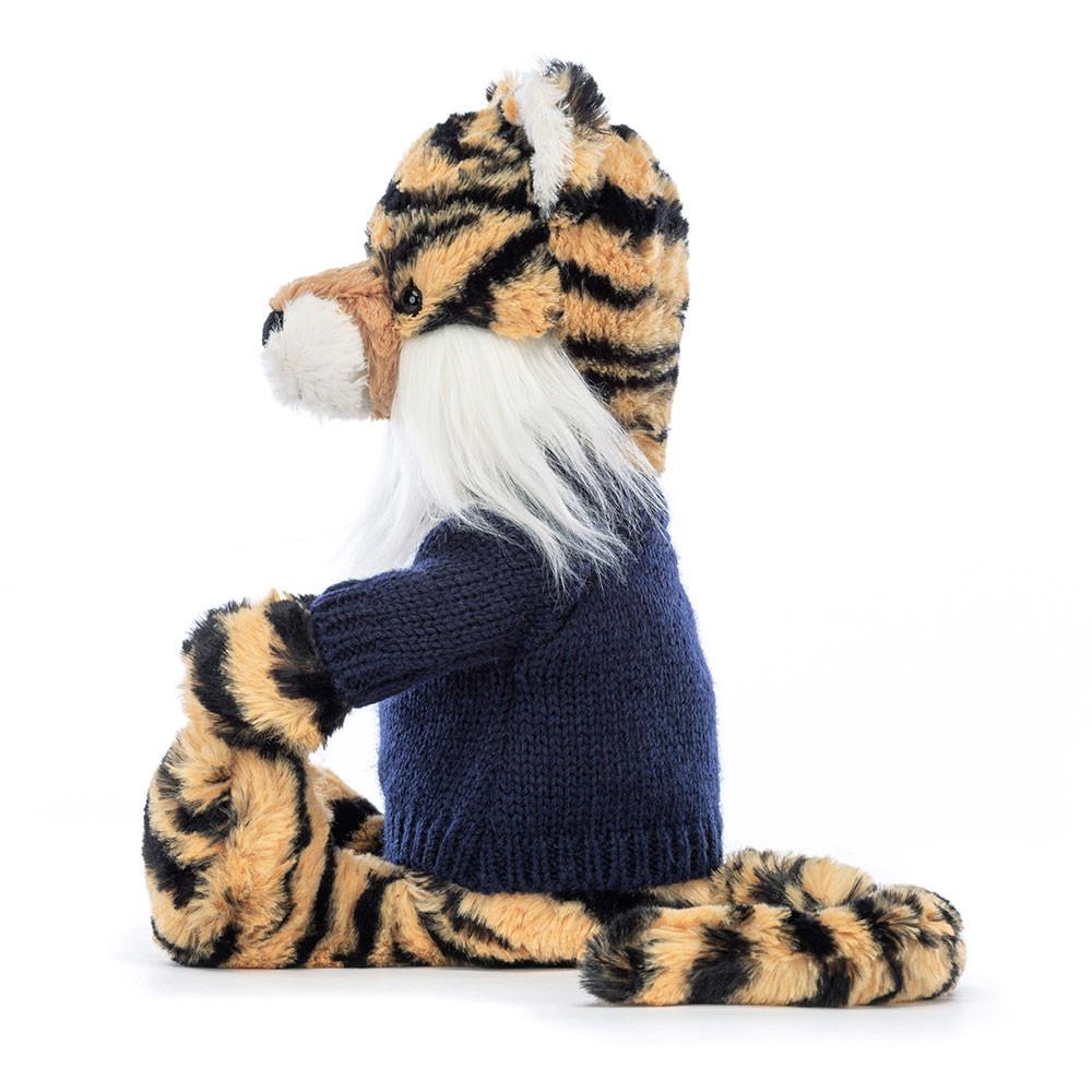 Jerséis Jellycat Bashful Tiger with Personalised Navy Jumper 31cm x 12cm x 9cm Amarillo  Costa Rica |  91843-LODE