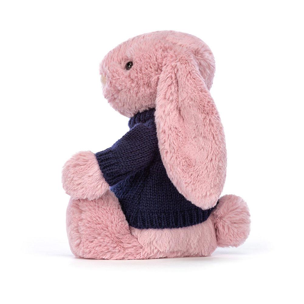 Jerséis Jellycat Bashful Tulip Bunny with Personalised Navy Jumper 31cm x 12cm x 9cm Rosas  Costa Rica |  42961-WJXZ