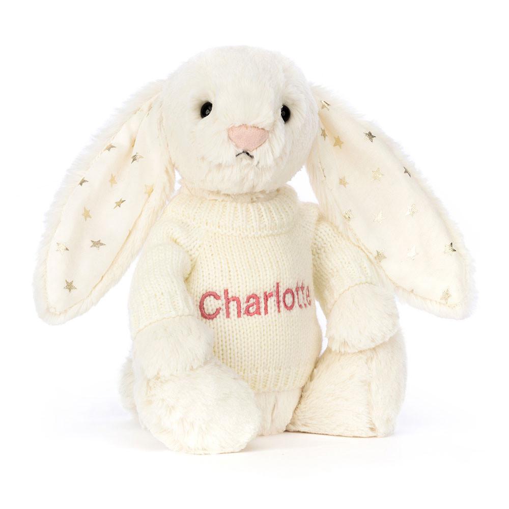 Jerséis Jellycat Bashful Twinkle Bunny with Personalised Cream Jumper 31cm x 12cm x 9cm Blancas  Costa Rica |  87940-RIJA