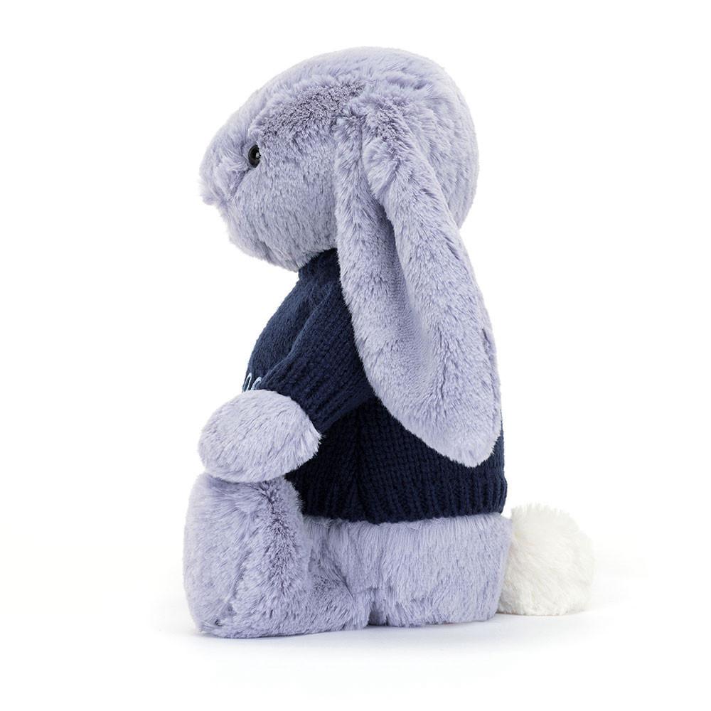 Jerséis Jellycat Bashful Viola Bunny with Personalised Navy Jumper 31cm x 12cm x 9cm Moradas  Costa Rica |  54602-CUYW