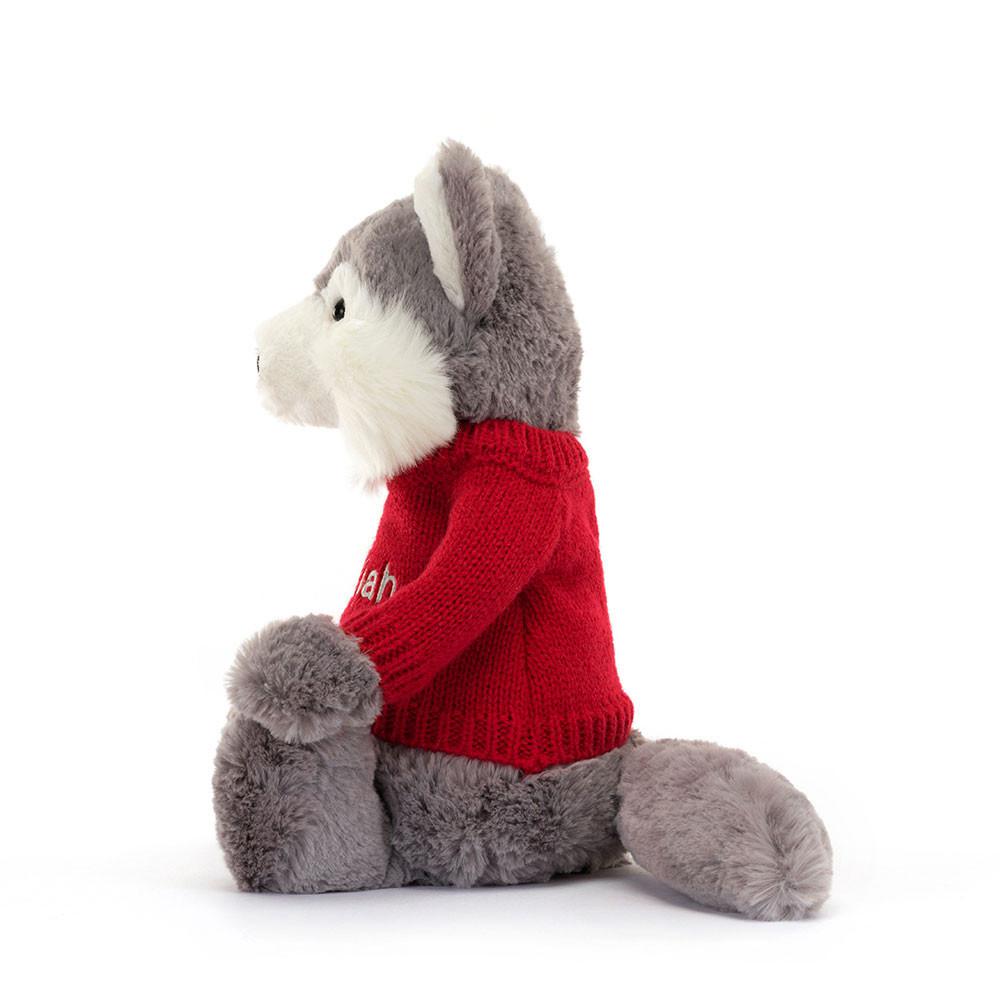 Jerséis Jellycat Bashful Wolf with Personalised Jumper 31cm x 12cm x 9cm Gris  Costa Rica |  24196-LAOM