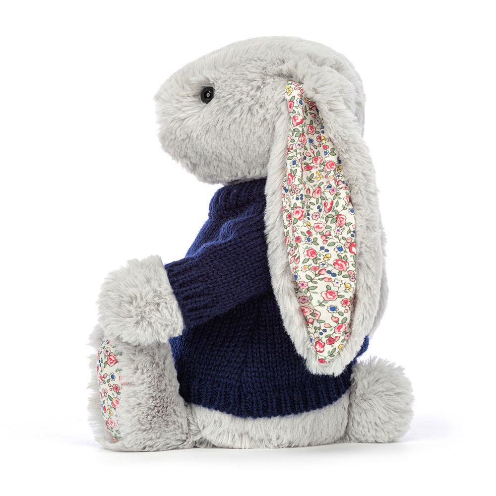 Jerséis Jellycat Blossom Silver Bunny with Personalised Navy Jumper 31cm x 12cm x 9cm Gris  Costa Rica |  18647-SAOP