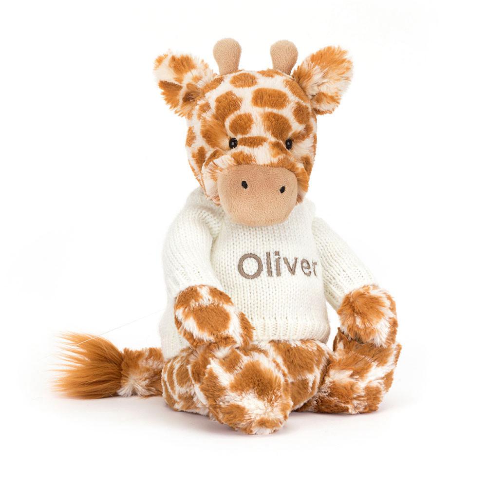 Juguetes Del Bebé Jellycat Bashful Giraffe with Personalised Cream Jumper 31cm x 12cm x 9cm Naranjas  Costa Rica |  08461-GFCV